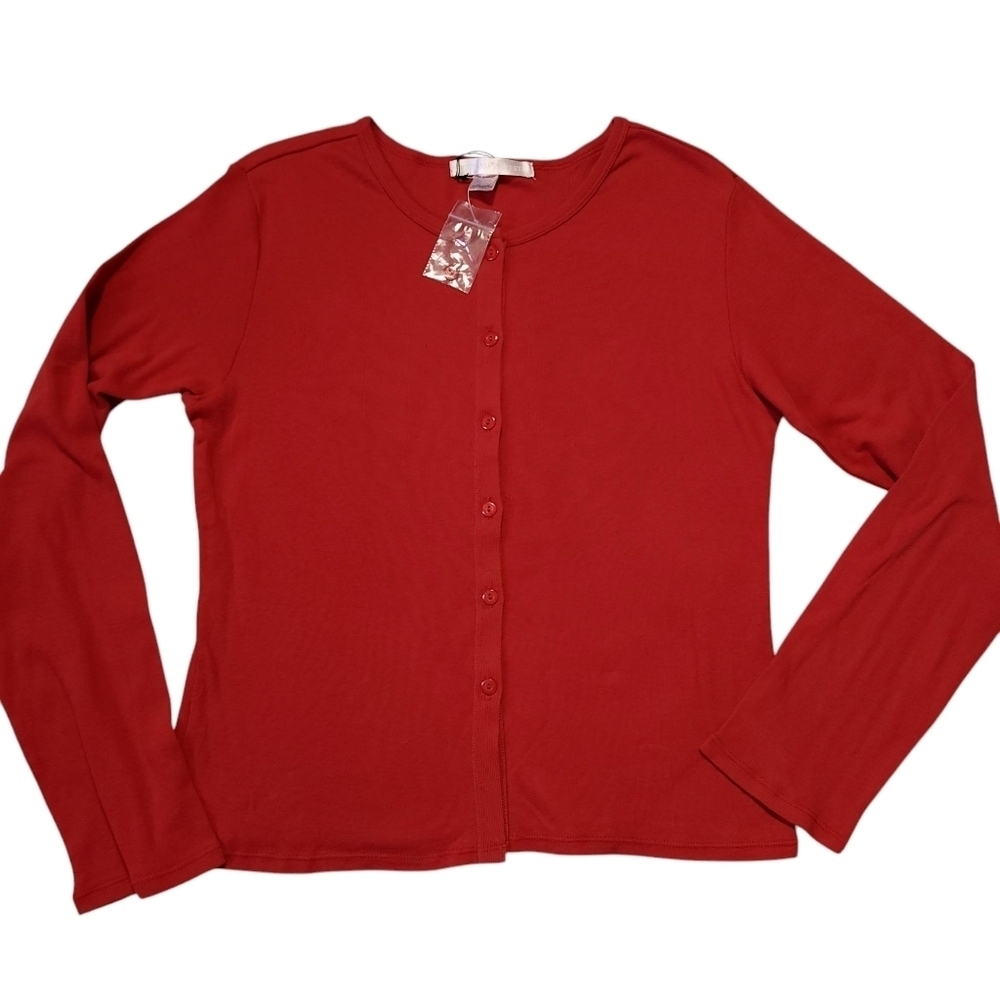 Vintage 90s Pink Label NWOT Victoria's Secret Red Cardigan Sz M